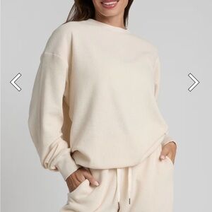 Comfrt waffle lounge long sleeve in ivory